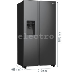 No Frost SBS Холодильник, Hisense, диспенсер для воды и льда, 566 л, высота 179 см, черная сталь, RS5P535NTFE