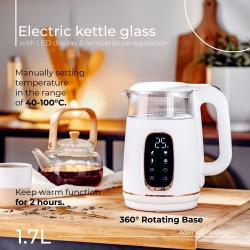 Чайник ADLER, pегулировка температуры, 1,7 л ADLER, AD1305WG