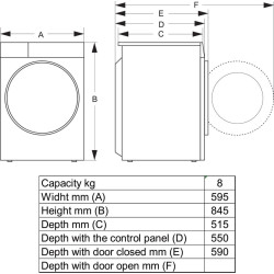 Kuivati Hisense, 8 kg, sügavus 55 cm, DH5I804BWCD