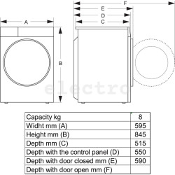 Сушильная машина Hisense, 98кг, глубина 55 см, DH5I804BWCD