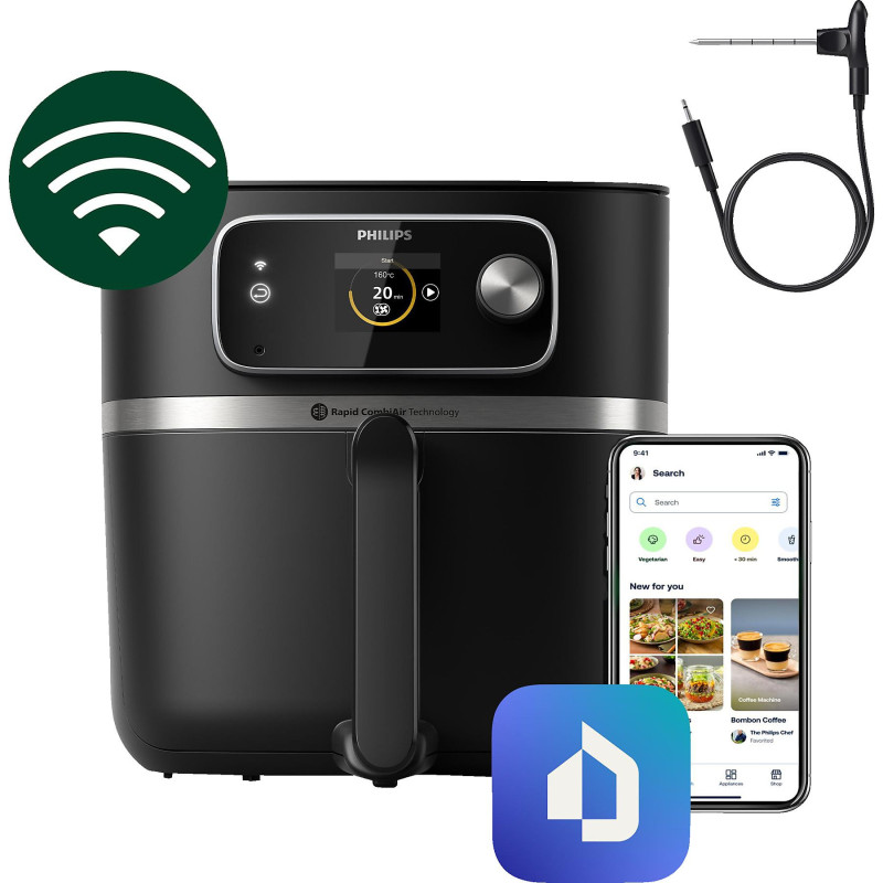 Аэрогриль Philips XXL Airfryer Combi Connected, 8,3 л, 2200 Вт, черный, HD9880/90