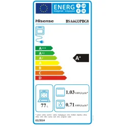 Integreeritav ahi Hisense, 77 L, pürolüütiline puhastus, must, BSA6633PBG8