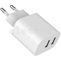 kомнатное зарядное устройство, 2 xUSB-A, Gembird, TA-UC-2A12-01-WH