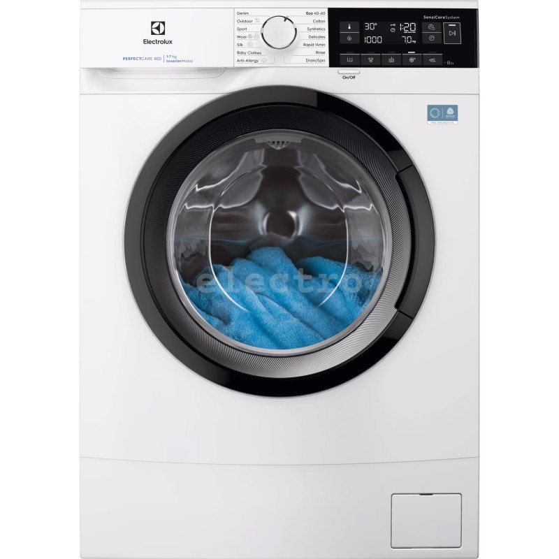 Pesumasin Electrolux, 7 kg, sügavus 44,9 cm, 1000 p/min, valge, EWS6307BE