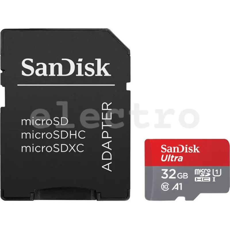Карта памяти SanDisk Ultra microSDHC, 32GB, + Adapter SD, SDSQUA4-032G-GN6MA