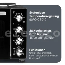 Мини-духовка с двумя варочными зонами, Proficook PCKK1302