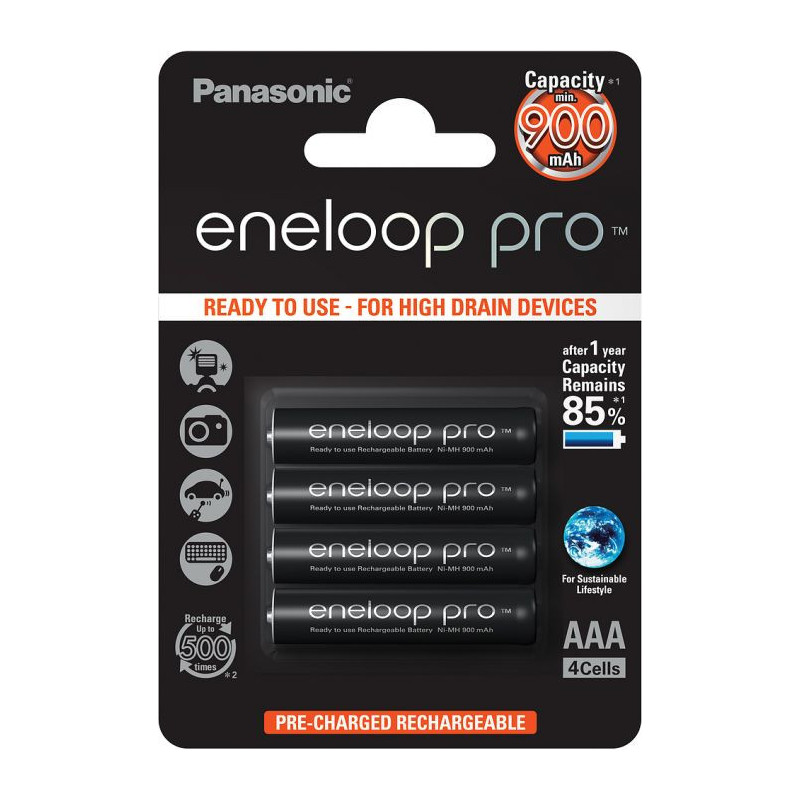 Aku AAA Panasonic eneloop pro (4-pakk), 930mAh